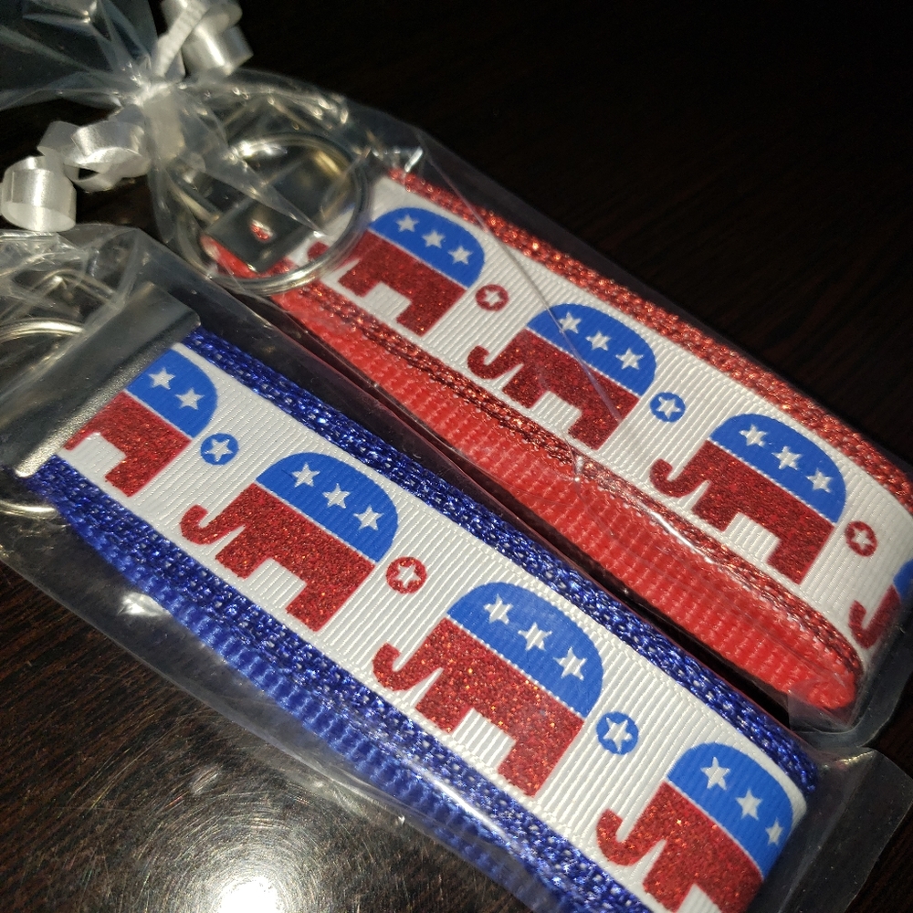 2 Custom glitter keyfobs Republican Elephant